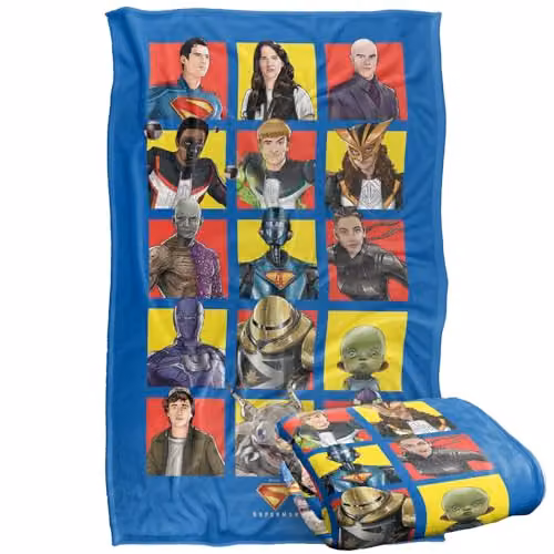 Warner Bros. Superman 2025 Character Squares Silky Touch Super Soft Fleece Throw Blanket, Multicolour, W/D/H: 91 x 147 cm – 1