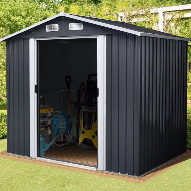 Agadon Modern Metal Gable Roof Shed in Matt Anthracite Grey