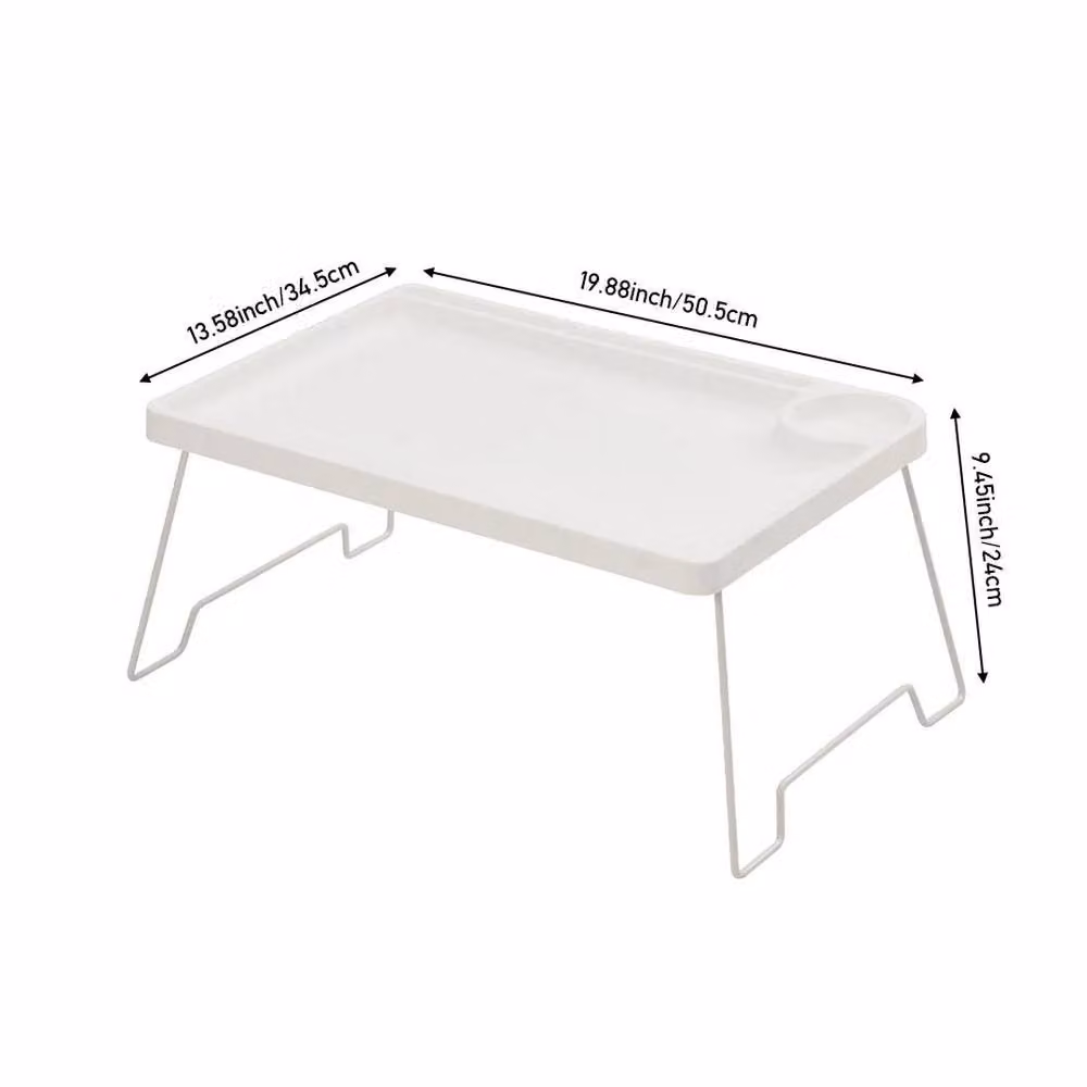 FLAVORA White Foldable Portable Breakfast Tray with Metal Legs – 2