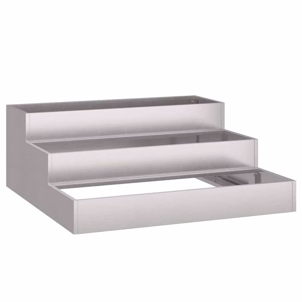 Berkfield Home Modern 3-Tier Garden Planter in Silver Stainless Steel, W/D/H: 90 x 90 x 35 cm – 3