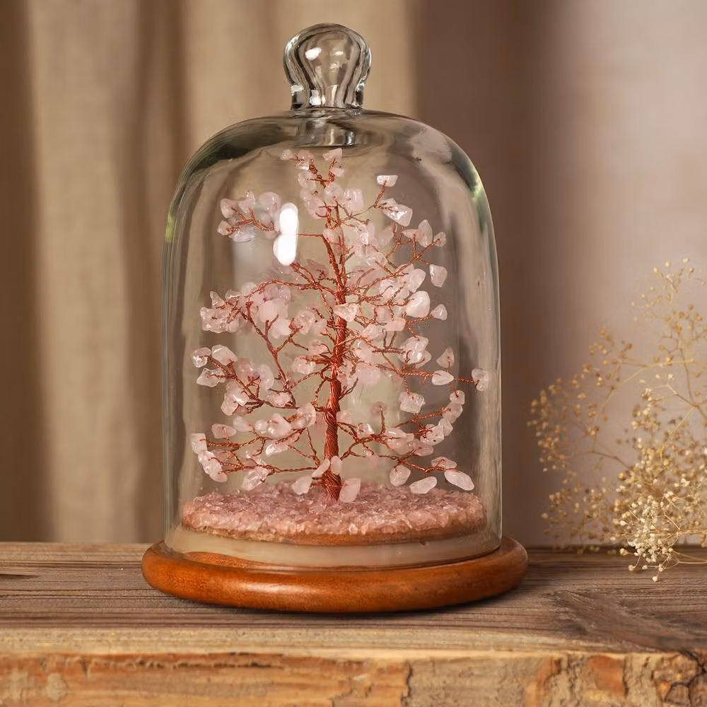 Serenity Rose Quartz Gemstone Dome Tree in Pink – 2