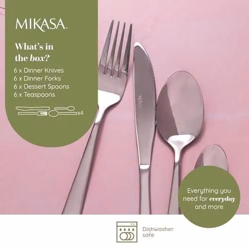 Mikasa Harlington 24 Piece Silver Stainless Steel Cutlery Set – 2