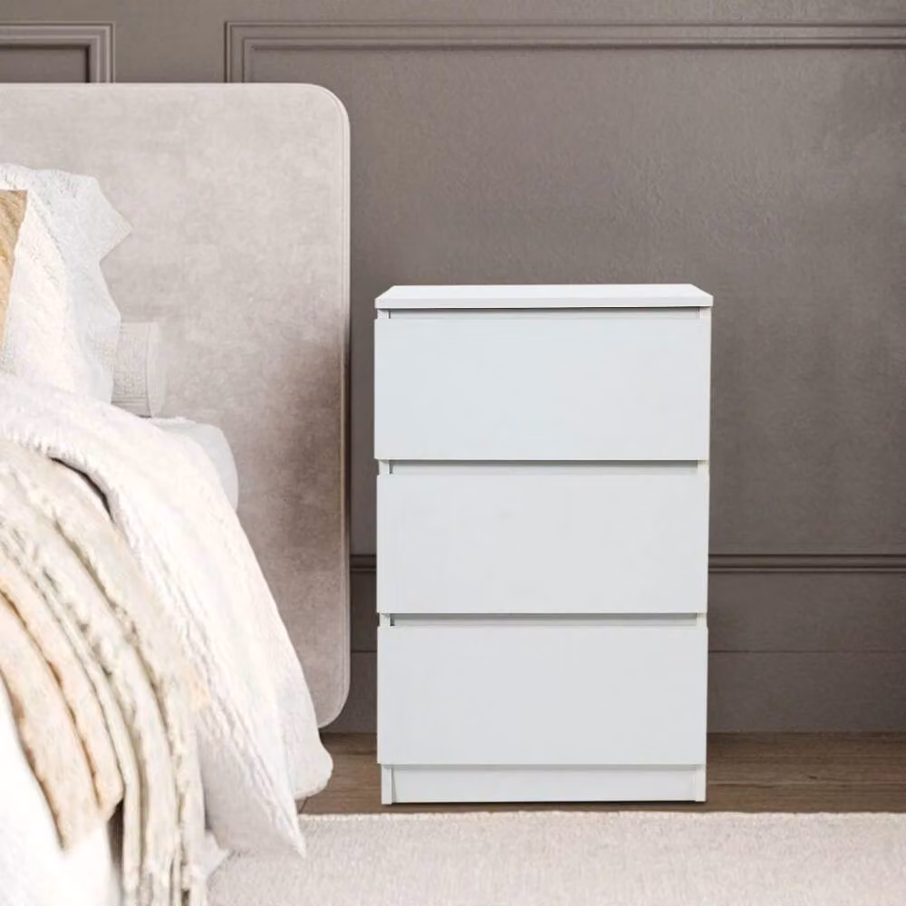 EONLION White 3 Drawer Wooden Bedside Storage Furniture, Width: 100 cm – 5