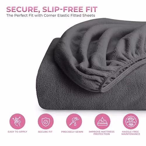 Snug City Grey Teddy Fleece Extra Deep Fitted Sheet, Super King, W/D/H: 200 x 200 x 30 cm – 3