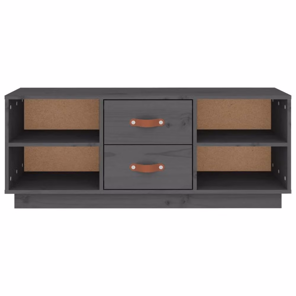 Berkfield Home Grey Rustic Solid Wood Pine TV Cabinet W/D/H: 100 x 34 x 40 cm – 4