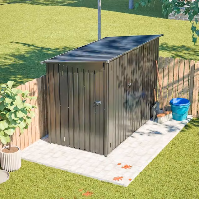 Birchtree Modern Pent Metal Bike Shed in Anthracite