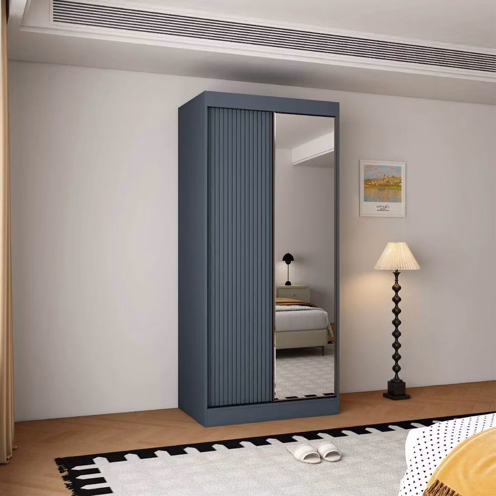 KDMD Kensington Dark Grey Sliding Door Wardrobe with Mirror Panel, W: 100 cm, H: 220 cm, D: 62 cm – 2