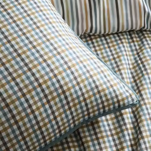 Appletree Micro Check Green Cotton Duvet Cover Set, Includes 1 Duvet Cover (200 x 200 cm) and 2 Pillowcases (140 x 200 cm) – 2
