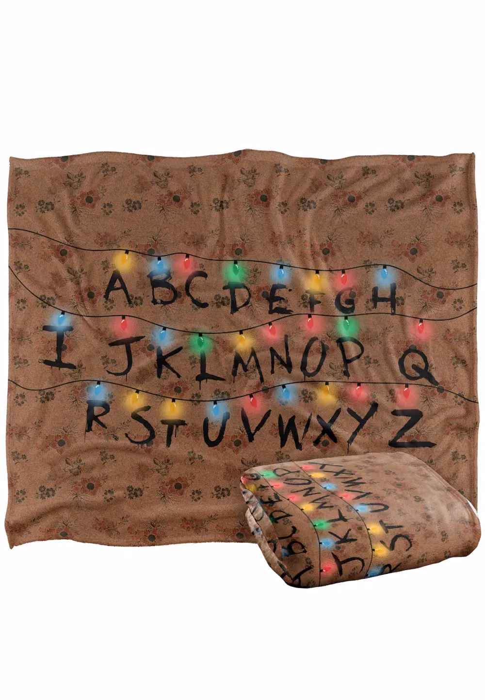 Stranger Things Christmas Lights Alphabet Officially Licensed Silky Touch Super Soft Throw Blanket, White and Multicolour, W: 152 cm, D: 127 cm – 2