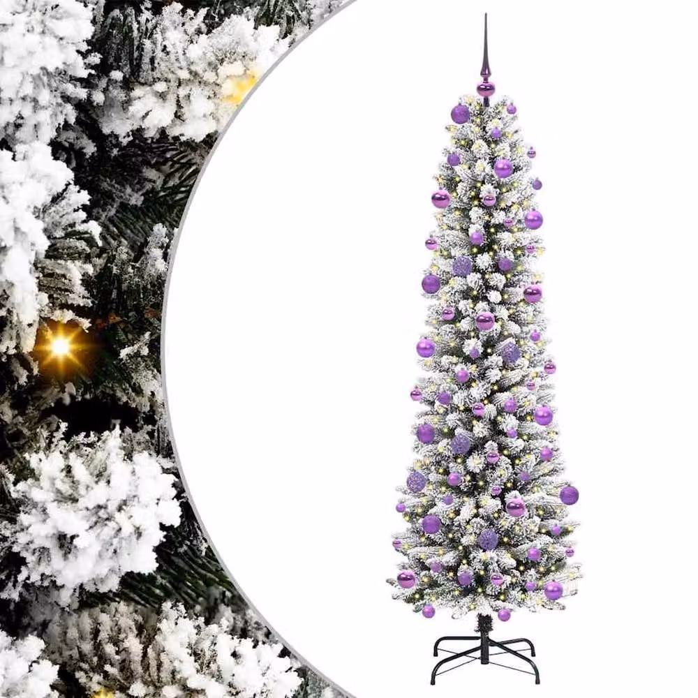 Berkfield Home Artificial Christmas Tree in Green and White, Height: 210 cm – 2