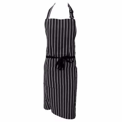 Dennys Unisex Cotton Striped Workwear Butchers Apron in Black and White – 1