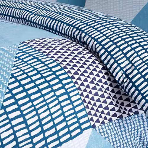 Catherine Lansfield Larsson Geo Single Duvet Cover Set with Pillowcase, Petrol Blue, Duvet Cover: 135 x 200 cm, Pillowcase: 50 x 75 cm – 4