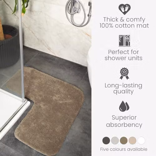 Allure Bath Fashions Allure Corner Shower Mat, 100% Cotton, Brown, W/D/H: 70 x 35 x 35 cm – 3