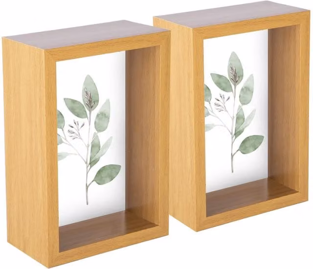 Nicola Spring 3D Deep Shadow Box Photo Frame, Set of 5, Brown, W/D/H: 10.16 x 10.16 x 2.54 cm – 2