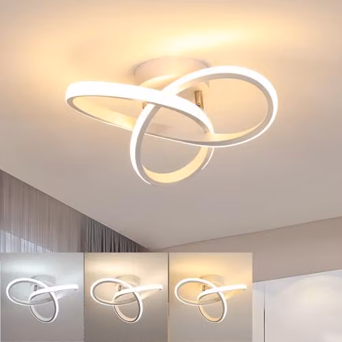 Goeco White Modern Square LED Ceiling Lamp, 20W, 2200LM