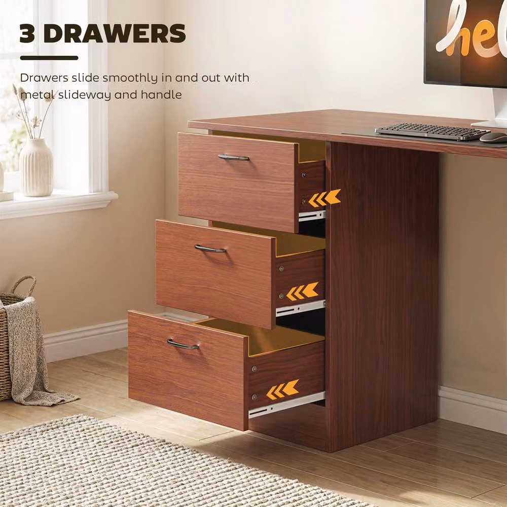 HOMCOM Modern Computer Desk in Walnut Brown, W/D/H: 120 x 49 x 72 cm – 5