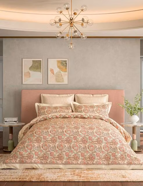 V&A Elysian Floral Cotton Bedding Set, Multicolour, W: 180 cm x L: 200 cm