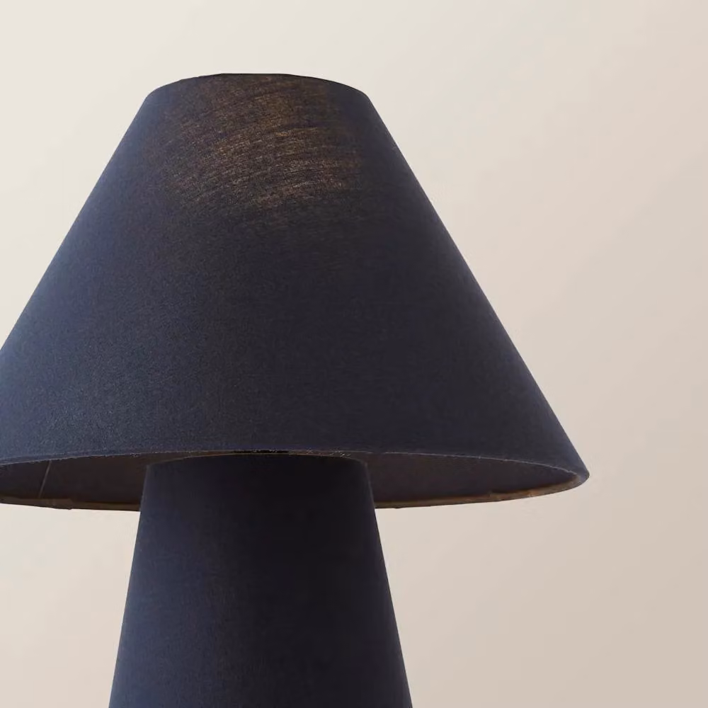 ValueLights Freddie Navy Blue Fabric Tapered Table Lamp with Bulb – 3