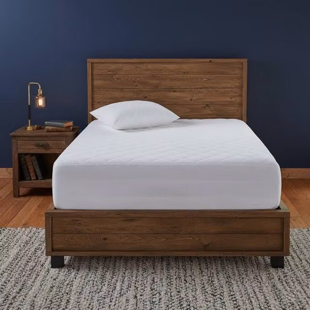 Snug City Luxury 200TC Cotton Quilted Mattress Protector, White, W/D/H: 200 x 200 cm