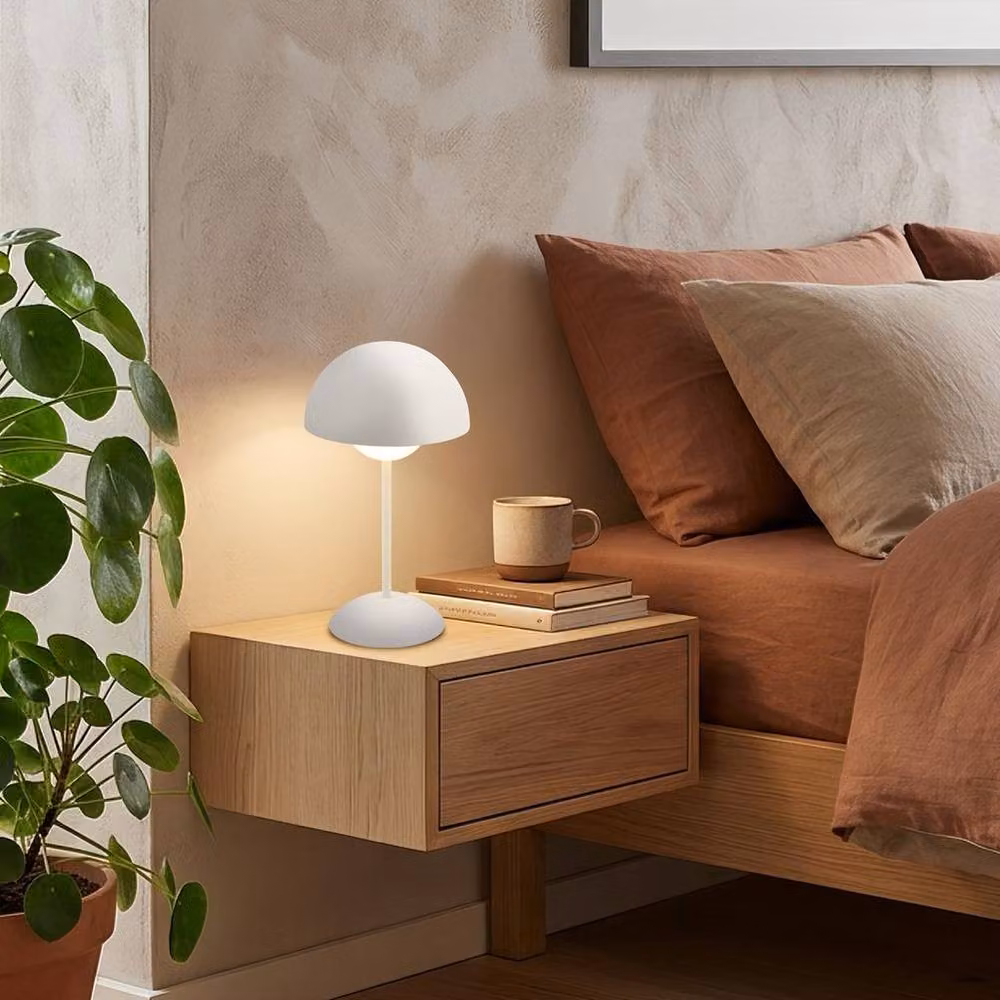Briloner White Rechargeable LED Sphere Table Lamp with Dimmable Warm White Light – 8
