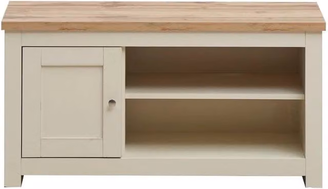 EONLION Modern Beige MDF and Wood TV Unit with Media Compartments, Width: 100 cm – 1