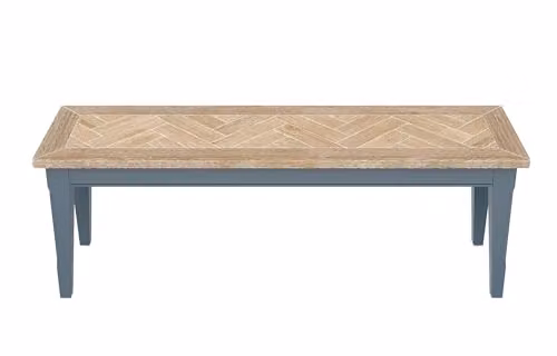 Baumhaus Signature Blue Dining Bench in Oak and White, W: 130 cm, D: 45 cm, H: 35 cm