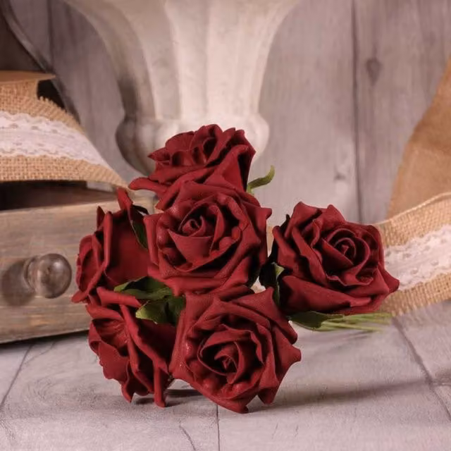 Kingsbury Gifts Bunch of 6 Small Red Foam Tea Roses