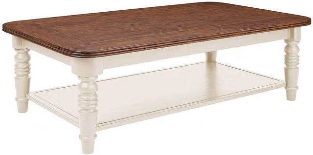 Statement Furniture Queensbury Coffee Table with Oak Top and Shelf in Cotswold Cream, W126 x D76 x H42 cm