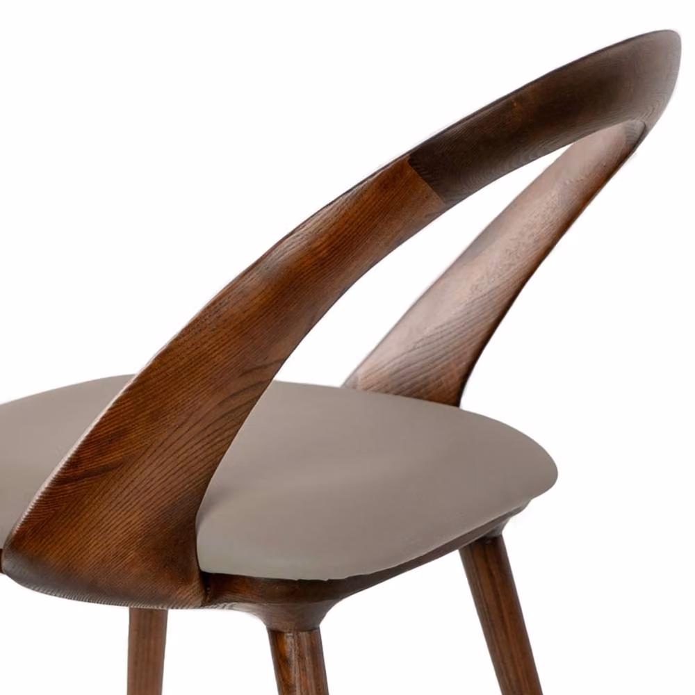 Angel Cerdá Walnut and Mink Brown Leatherette Dining Chair, W/D/H: 53 x 59 x 78 cm – 4
