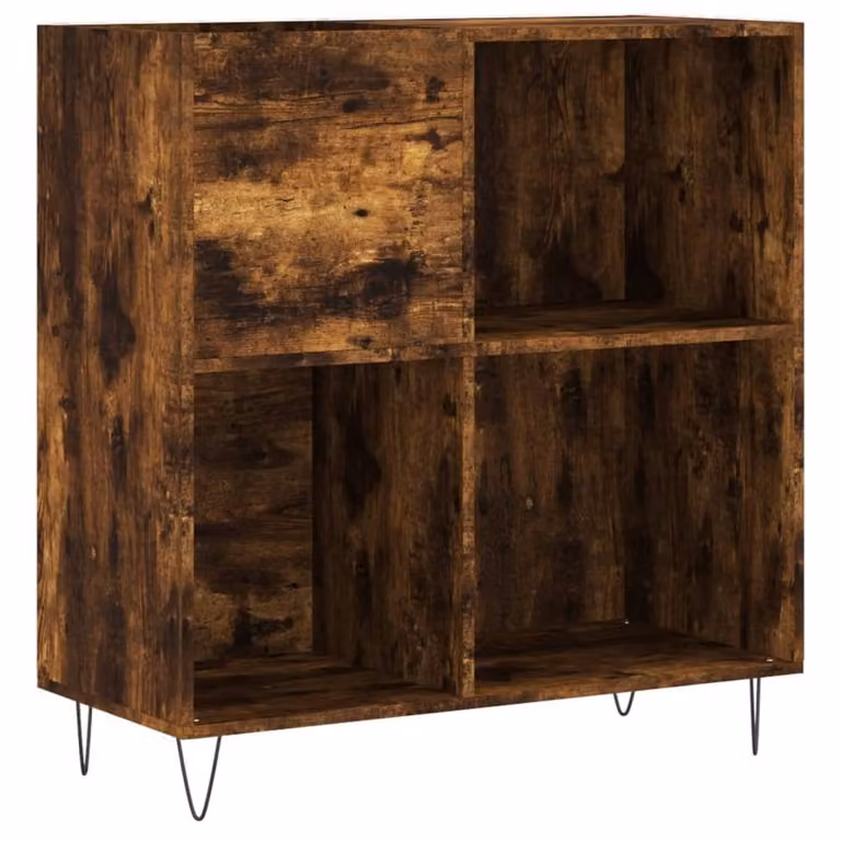 Berkfield Home Record Cabinet in Smoked Oak Brown, W: 84.5 cm, D: 38 cm, H: 89 cm