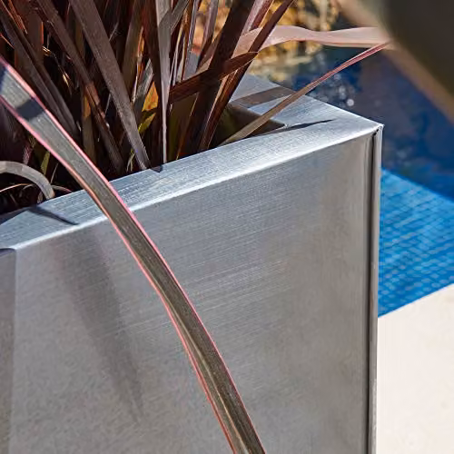Primrose Silver Galvanised Steel Rectangular Outdoor Trough Planter W: 70 cm, D: 40 cm, H: 40 cm – 8