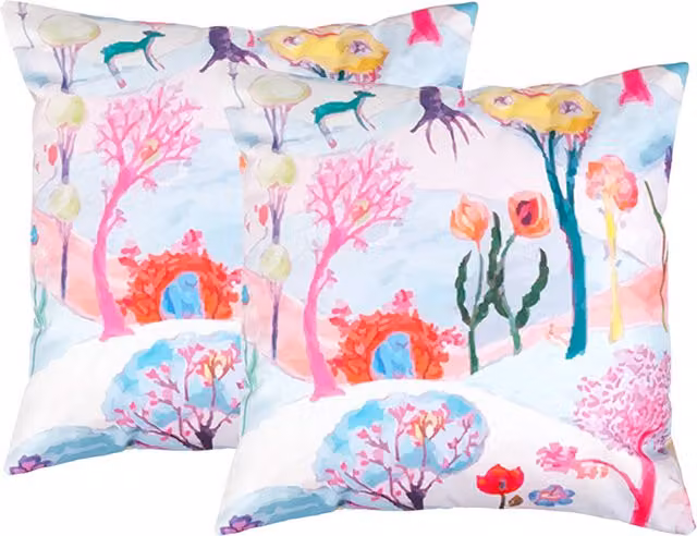 Gardenista Enchanted Floral Printed Outdoor Scatter Cushion Set of 2 in Multicolour Neutral