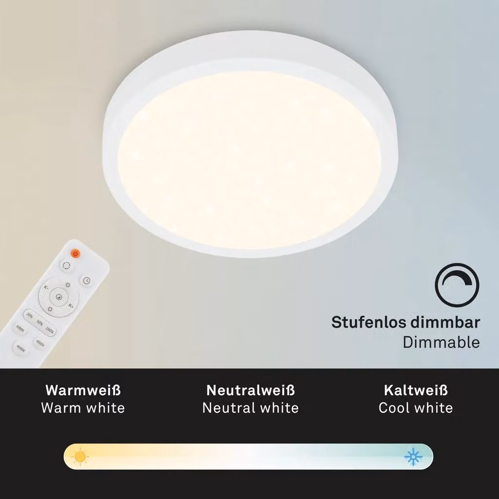 Briloner White CCT 18W LED Surface Light with Remote Control, Dimming and Timer, Round, W/D/H: 40 x 40 x 28 cm – 3