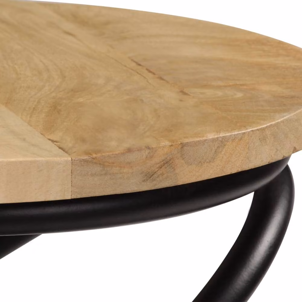 Berkfield Home Round Solid Mango Wood End Table in Brown, W: 40 cm, D: 50 cm – 6