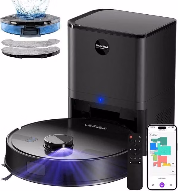 PAWNORA Robot Vacuum Cleaner in Black with Pet Hair Suction Capability