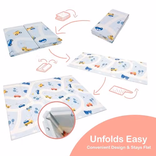 KandyToys Blue Foldable XPE Foam Baby Play Mat, W: 198 cm, D: 148 cm – 2