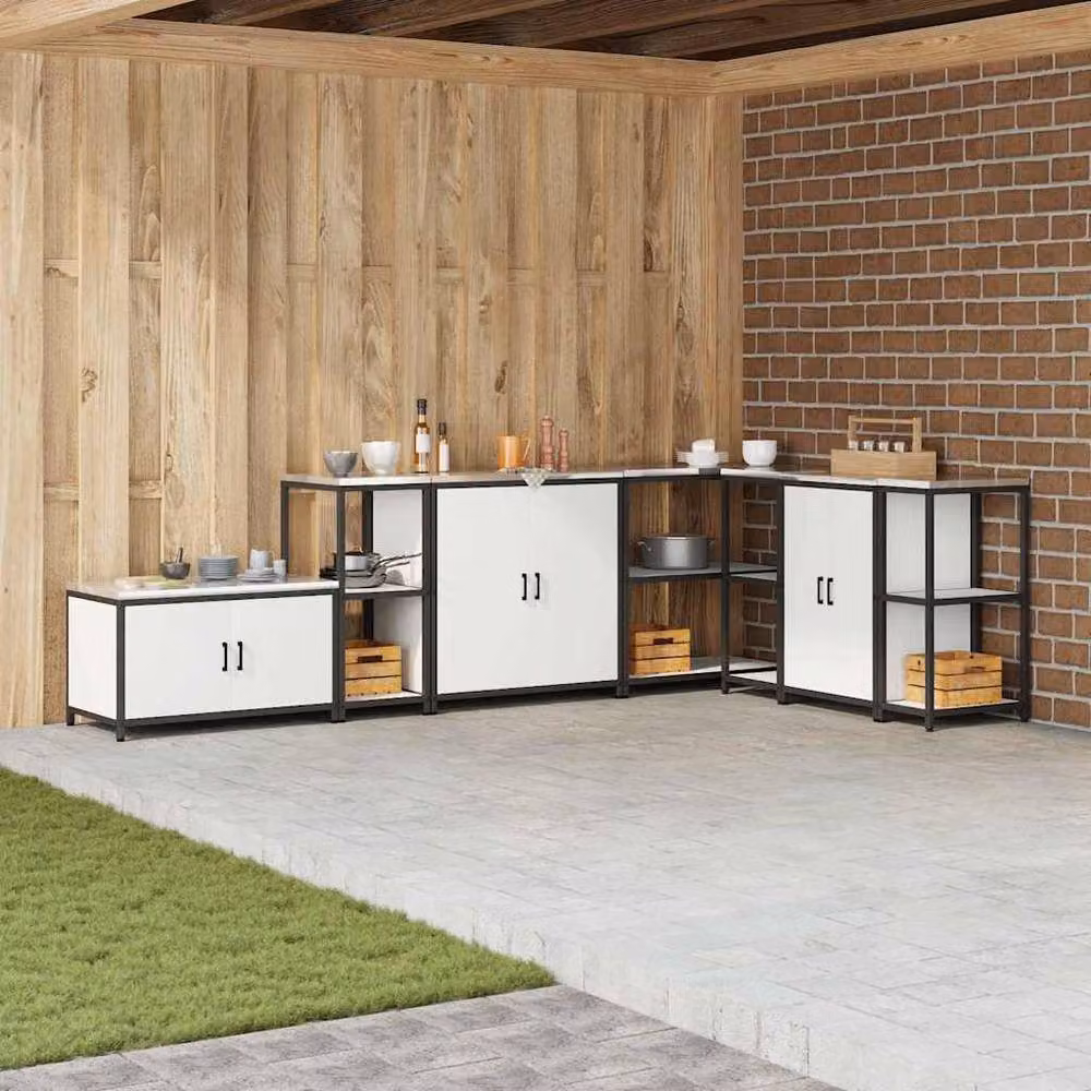 Berkfield Home Modern White Steel Kitchen Storage Shelf – 2