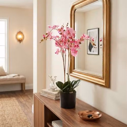 Leaf Design UK Realistic Pink Artificial Orchid Flower Display in Pot, Height: 60 cm – 2