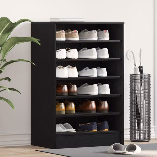 Berkfield Home Black Oak Shoe Cabinet with Internal Shelves, W/D/H: 60 x 35 x 92 cm – 1