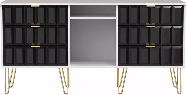 2 U Metro 6 Drawer Sideboard in True Black and Gold