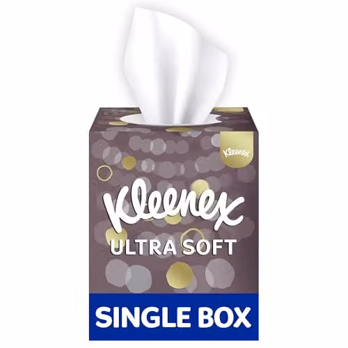 Kleenex Ultra Soft Facial Tissues in Gold and Multicolour Single Cube Tissue Box