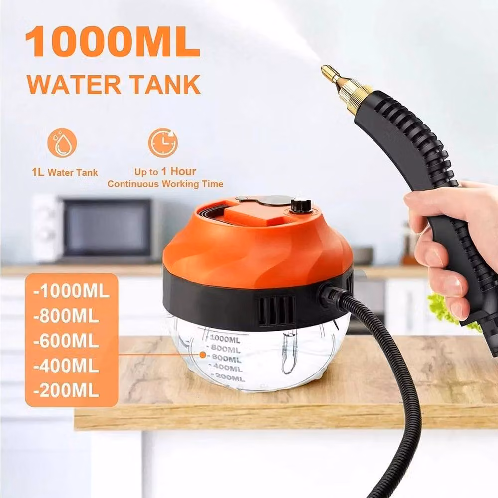 FLAVORA Portable Handheld Steam Cleaner Mop in Orange with Extension Pole – 5
