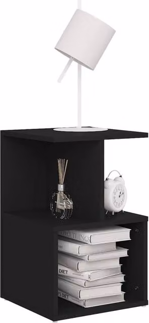 Berkfield Home Elegant Bedside Cabinet in Black, W/D/H: 35 x 35 x 55 cm
