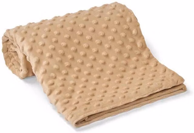 Brand Lab Minky Embossed Dotted Fleece Blanket in Brown/Beige – 1