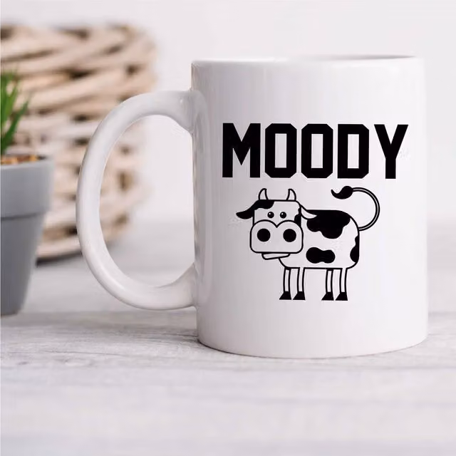 60 Second Makeover Limited Moody Cow Ceramic Mug in White – 1