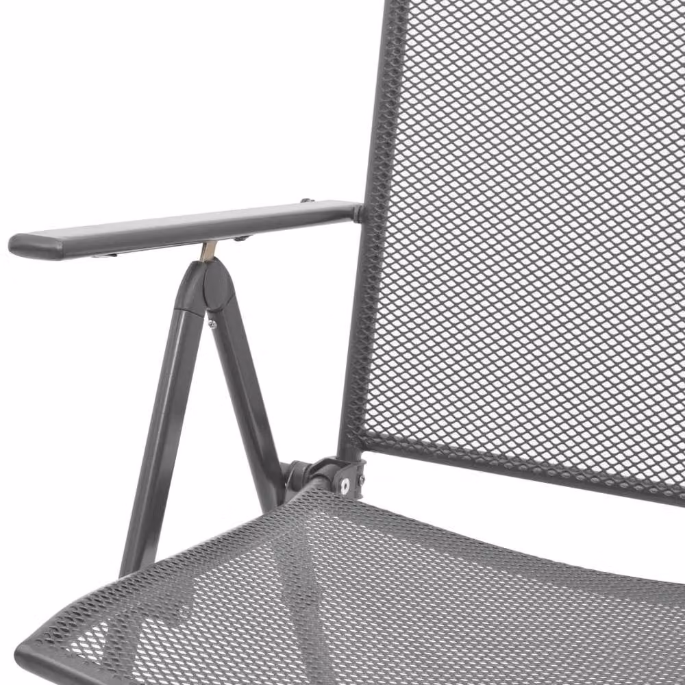 Berkfield Home Stackable Garden Chairs with Armrests, 2 Pack, Anthracite Grey Powder Coated Steel and Textilene – 2