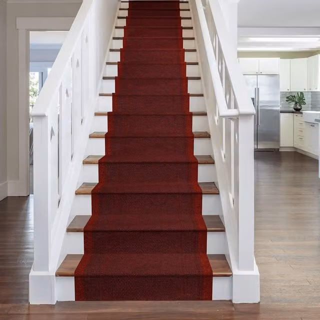 runrug Aztec Stair Runner Carpet, Red, W: 66 cm x L: 540 cm – 1