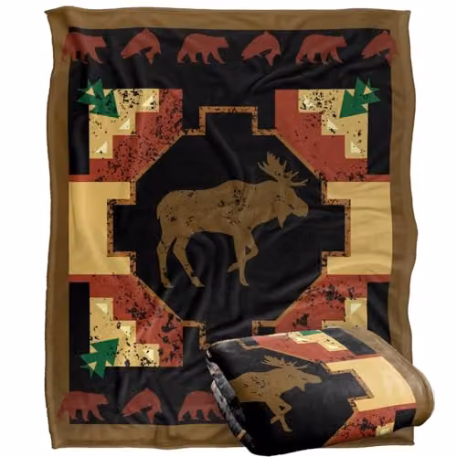 JQ Licensing Southwest Moose 2 Silky Touch Super Soft Fleece Throw Blanket, White and Multicolour, W/D/H: 152 x 127 cm