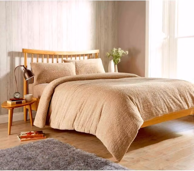Original Teddy Duvet Set in Taupe, King Size, 180 x 200 cm