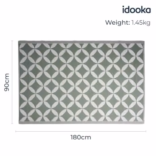 idooka Waterproof Outdoor Rug in Green Circles, W/D/H: 90 x 180 x 1 cm – 2